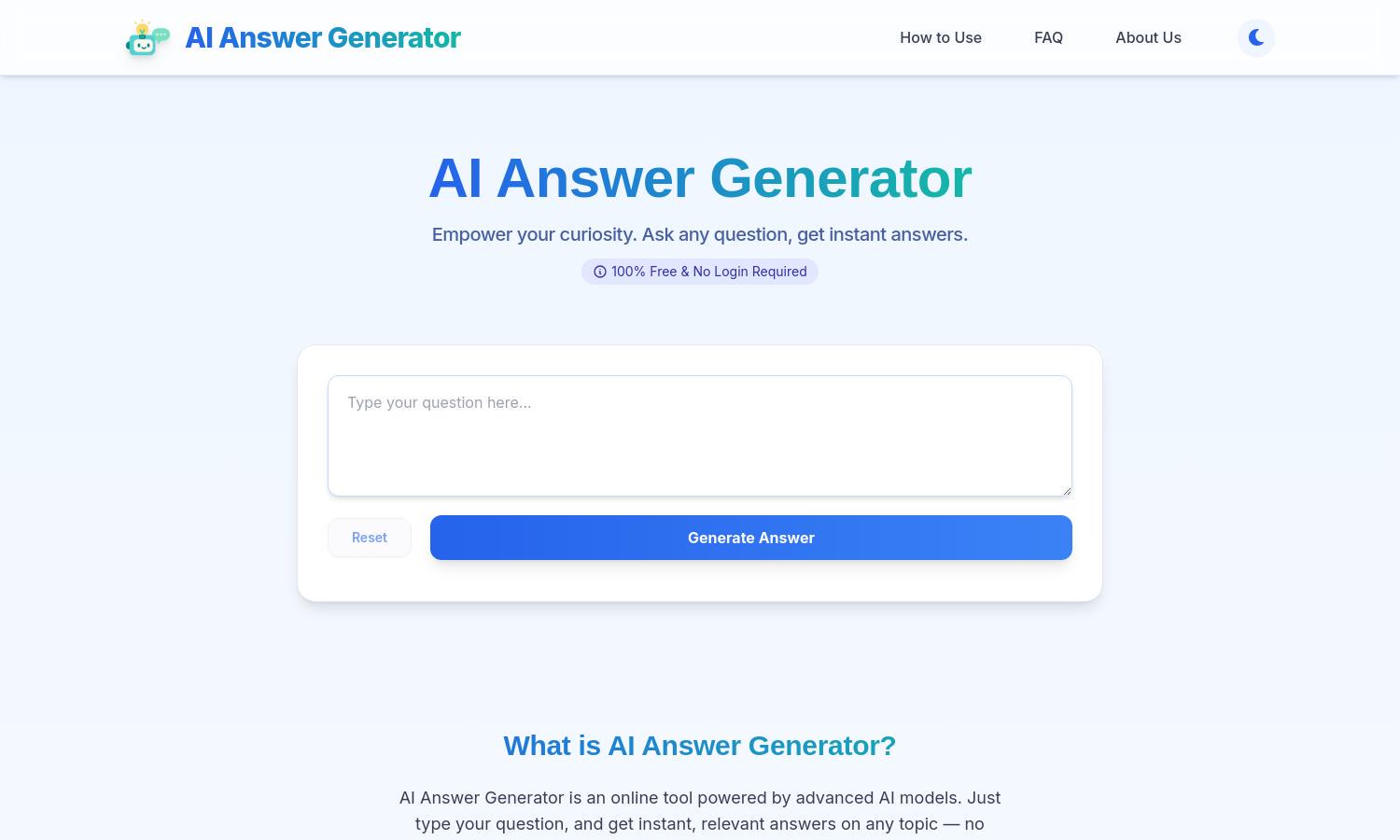AI Answer Generator Website