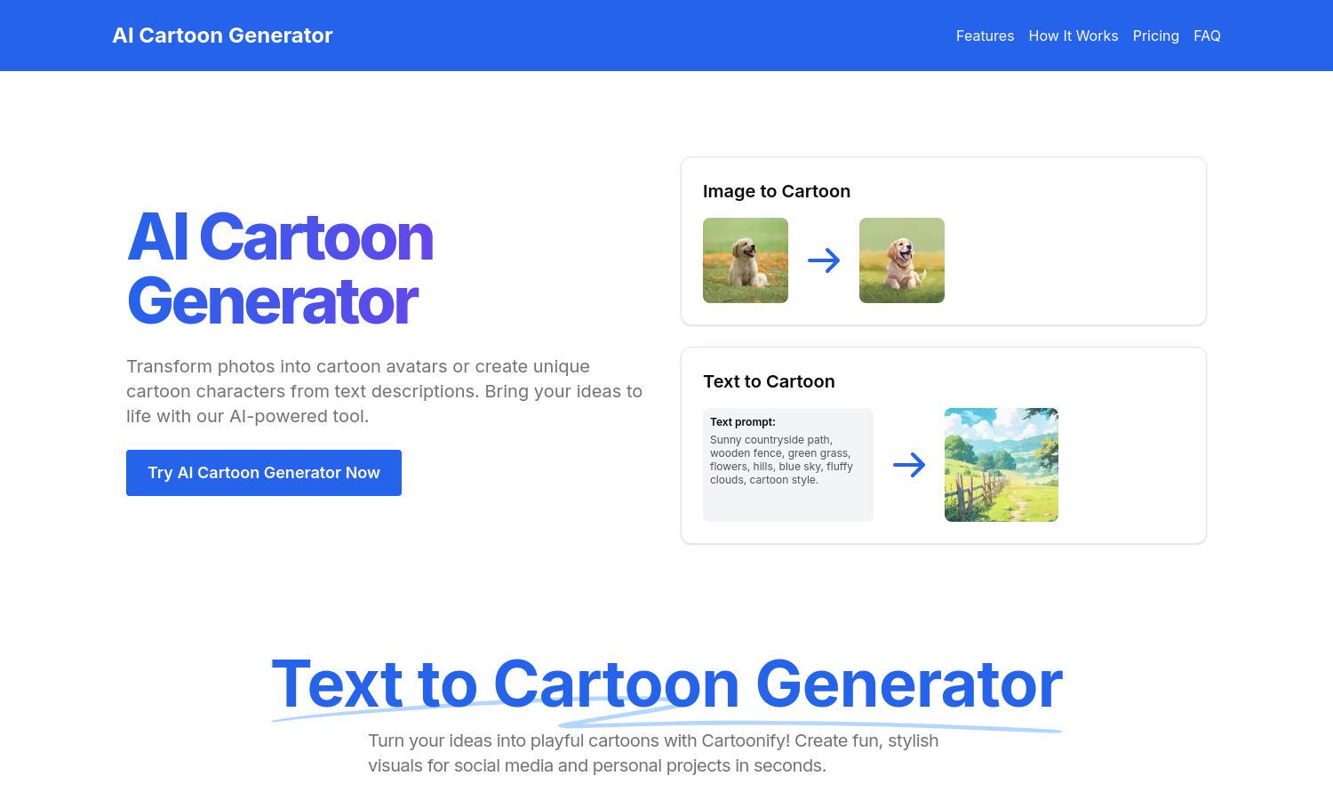 AI Cartoon Generator Website