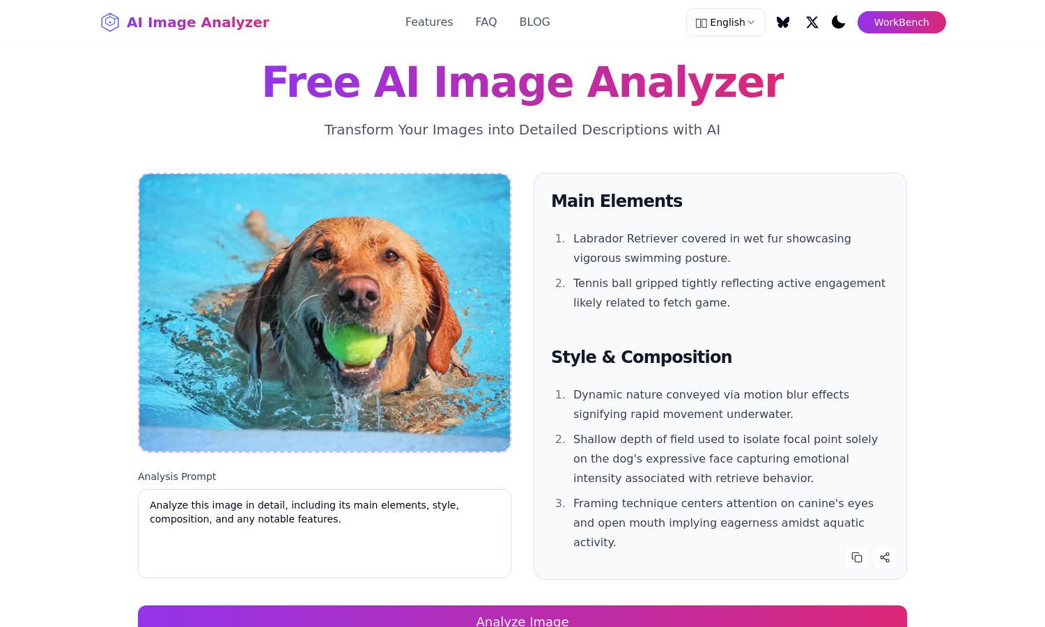 AI Image Analyzer Website