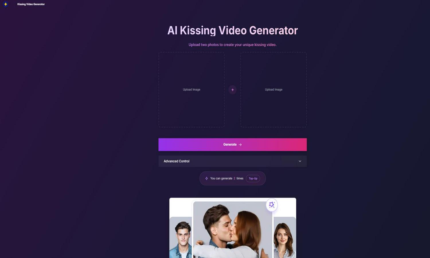 ai kissing generator Website