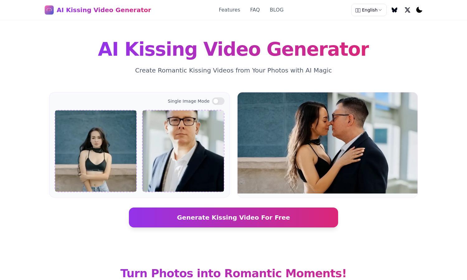 AI Kissing Video Generator Website