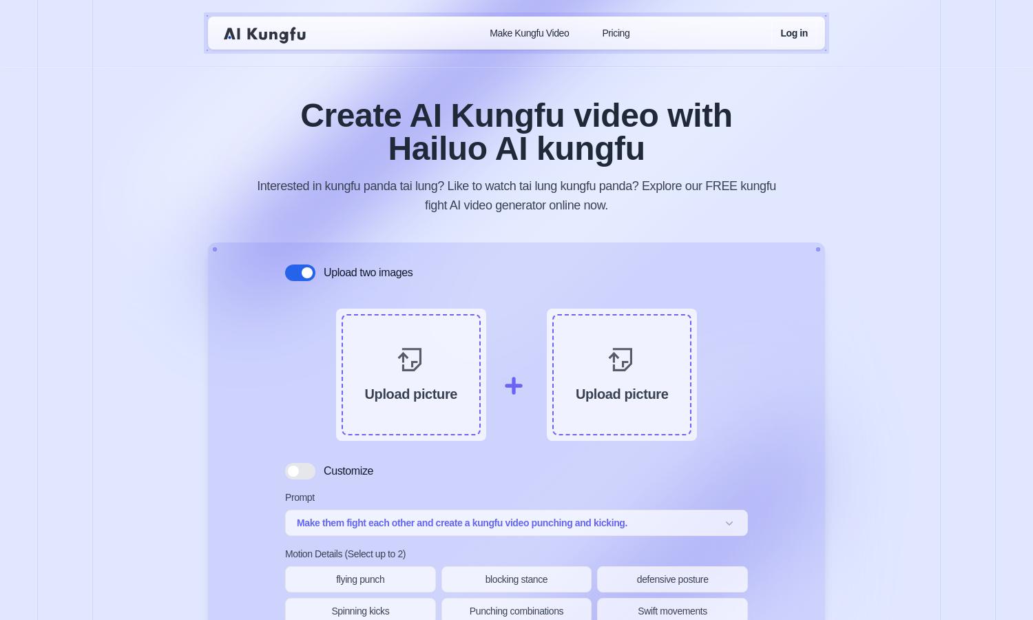 AI Kungfu Video Generator Website