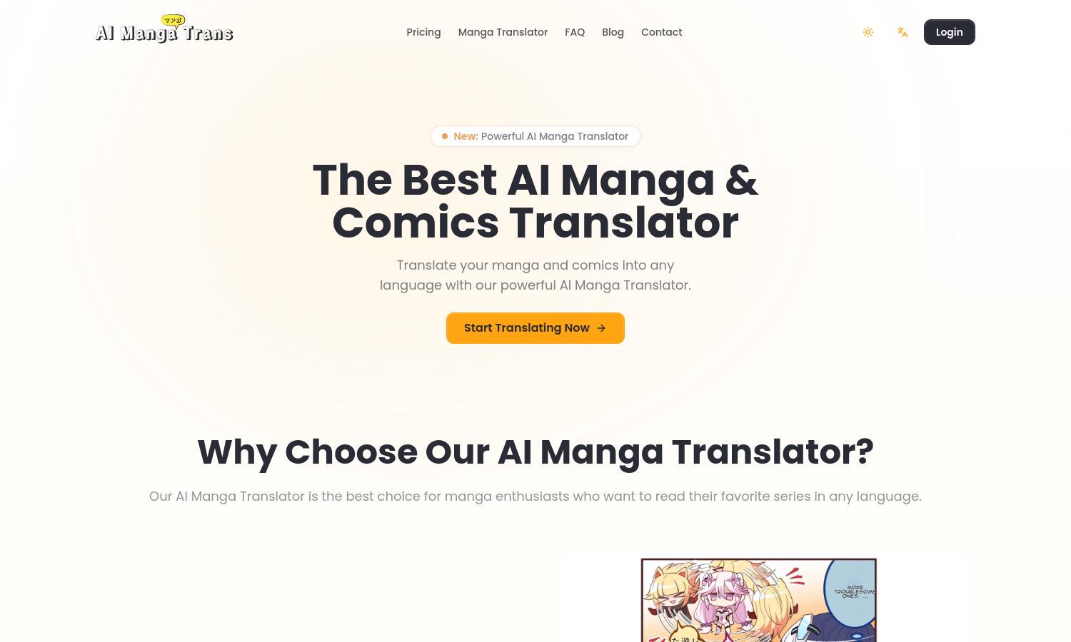 AI Manga Translator Website