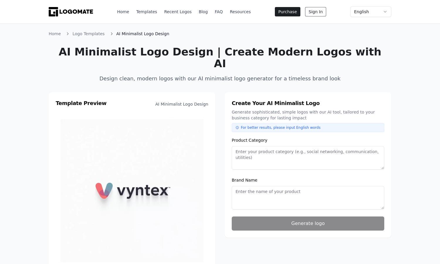 AI Minimalist Logo Design Website