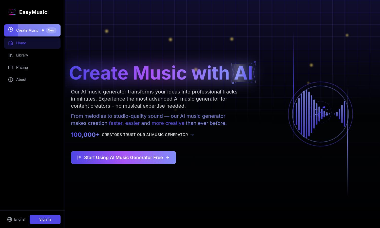 AI Music Generator By EasyMusic Website