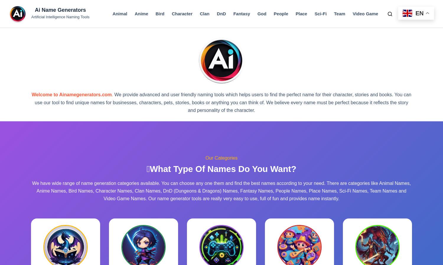 Ai Name Generators Website