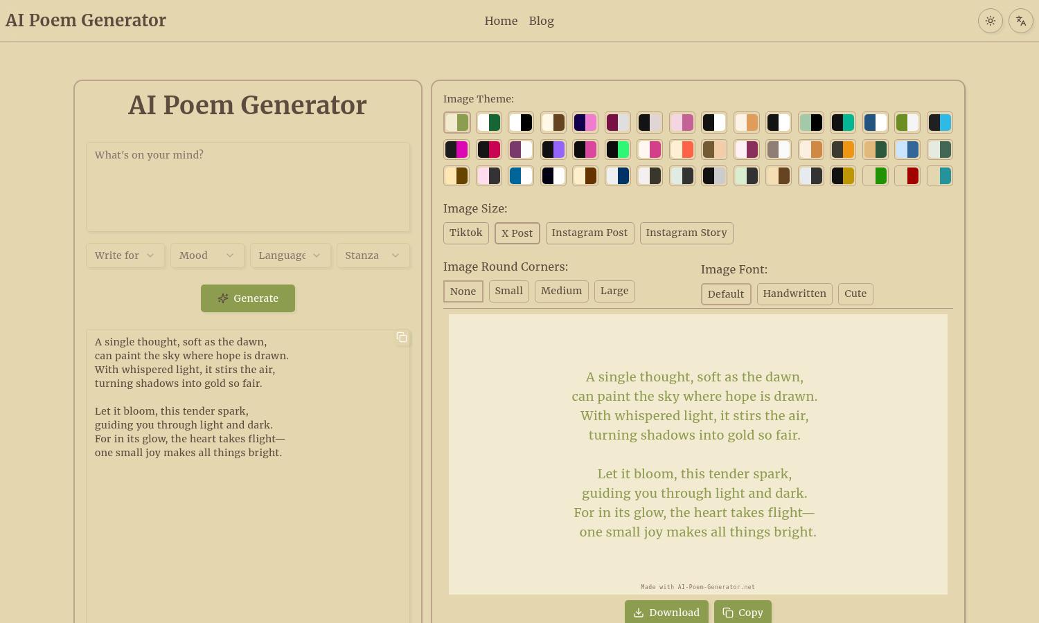 AI Poem Generator Website