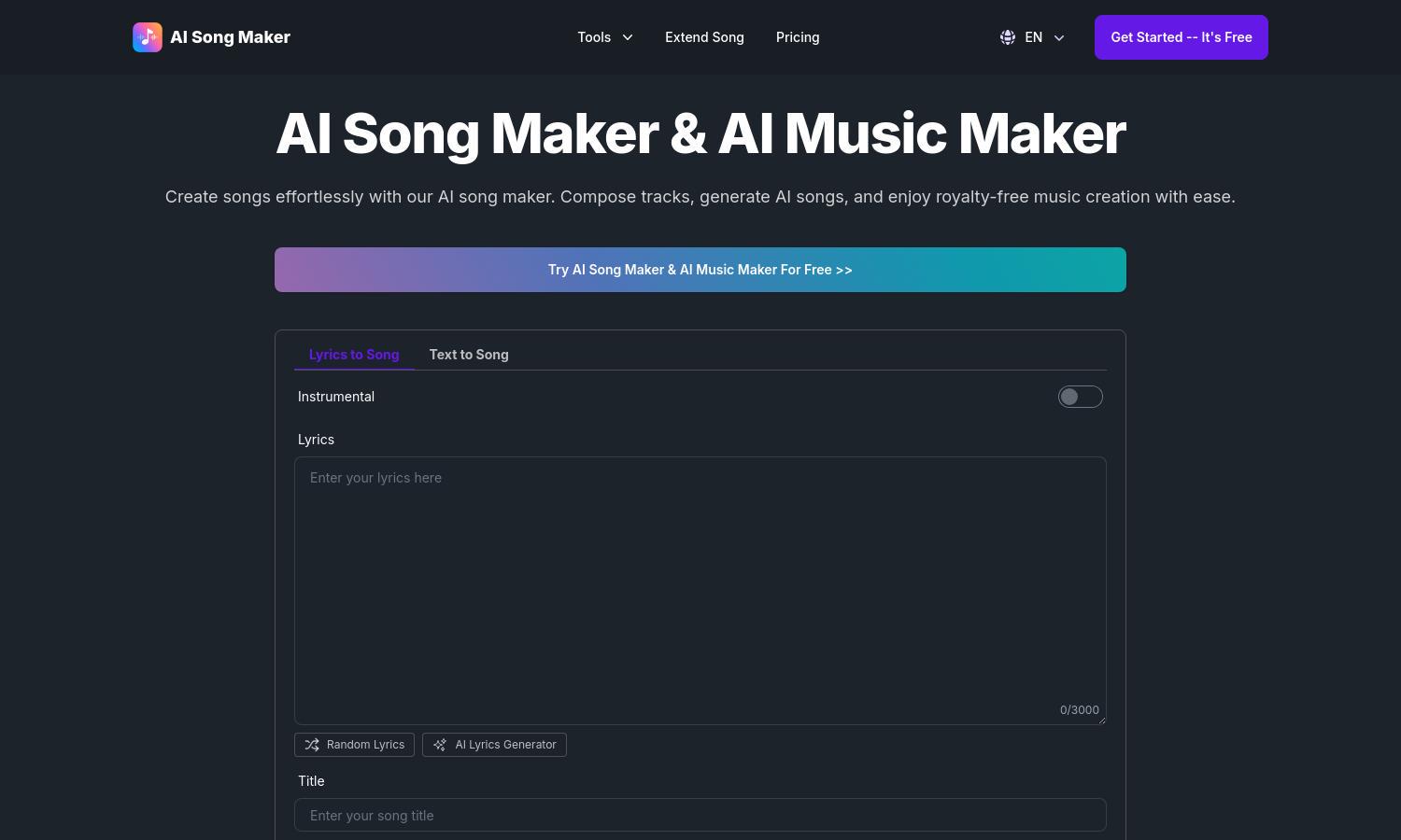 AI Song Maker Website