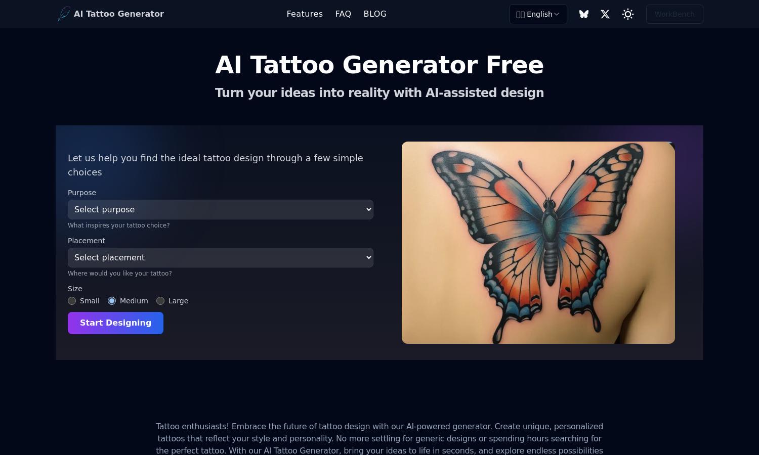 AI Tattoo Generator Website