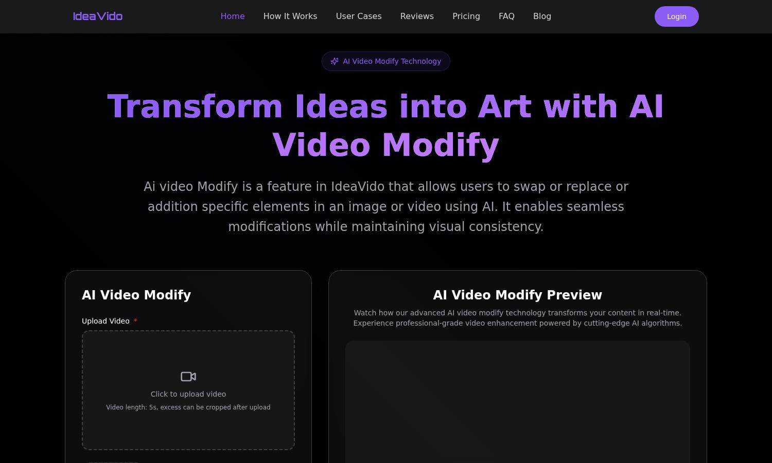 AI Video Modify Website