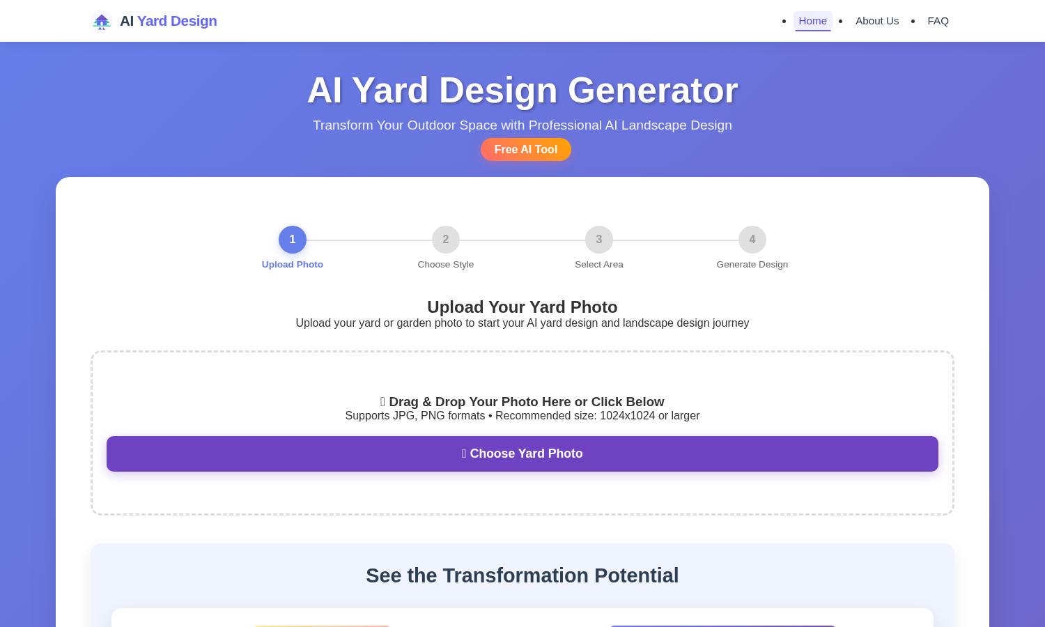 AI Yard Design generator Website