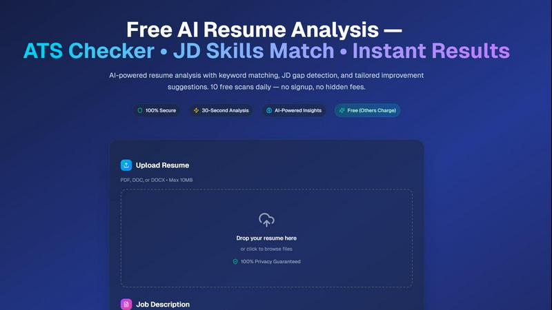 AI ATS Checker application interface and features