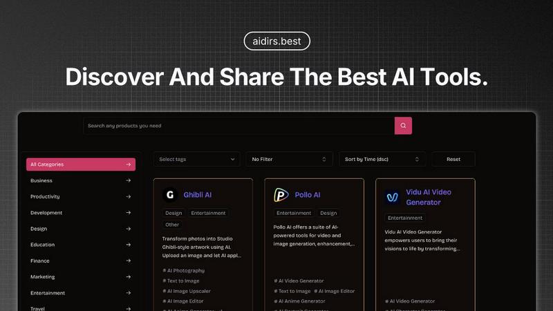 AiDirs application interface and features
