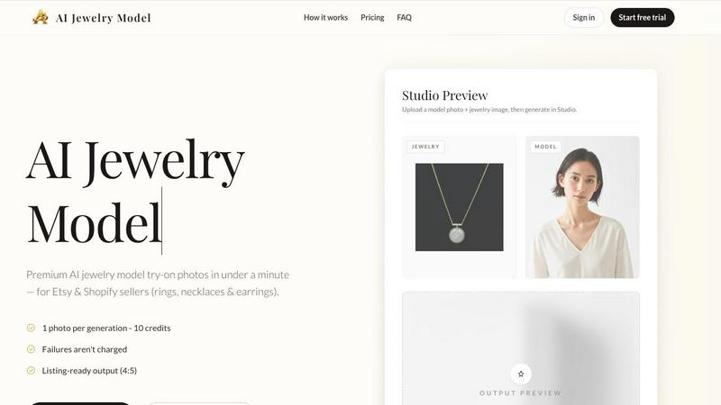 AI Jewelry Model application interface and features