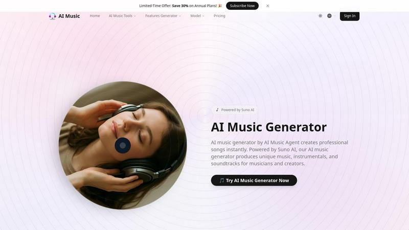 AI Music Generator application interface and features