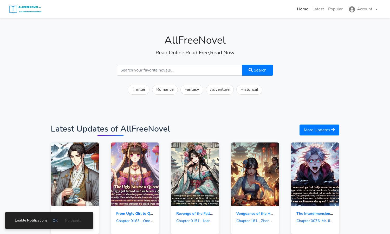 AllFreeNovel Website