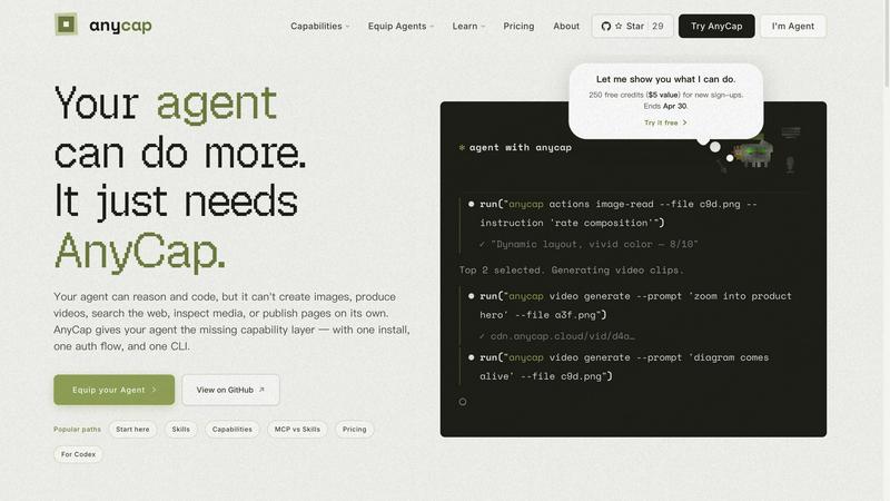 AnyCap AI application interface and features