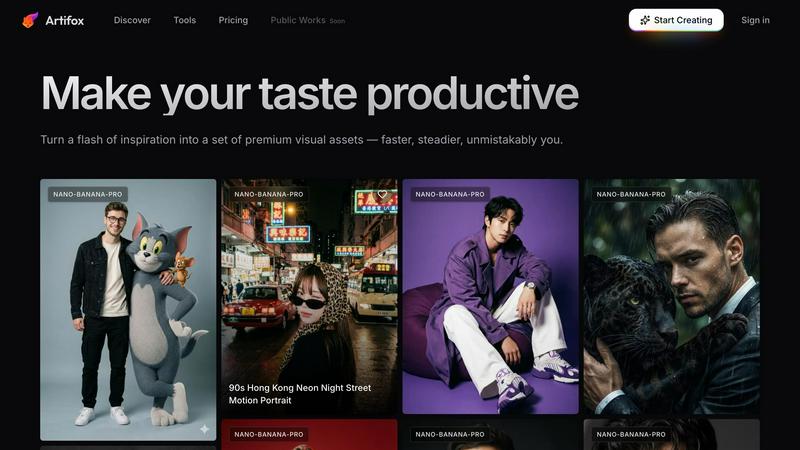 Artifox application interface and features