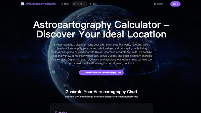 Astrocarto application interface and features