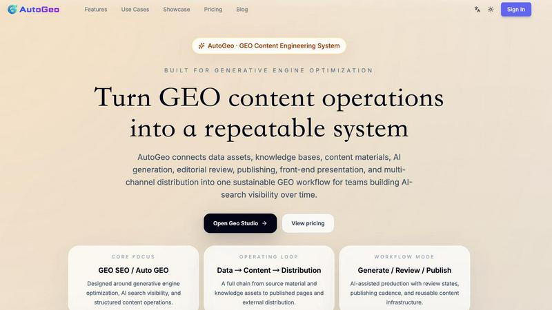 Auto Geo Seo application interface and features