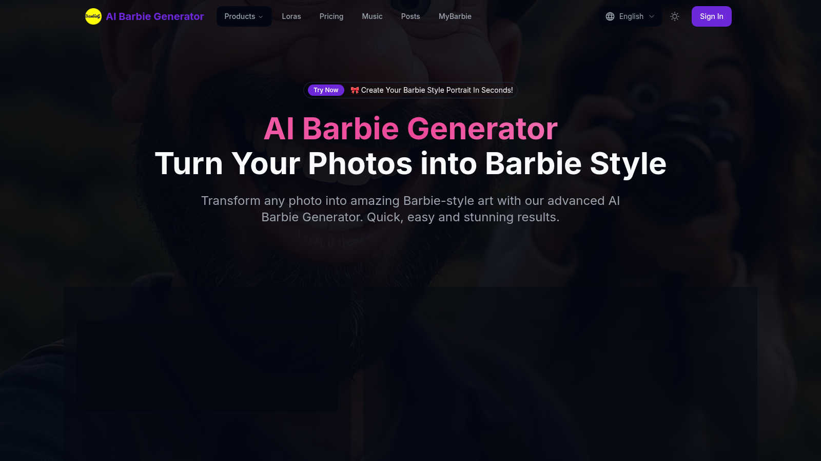 AI Barbie Generator application interface and features