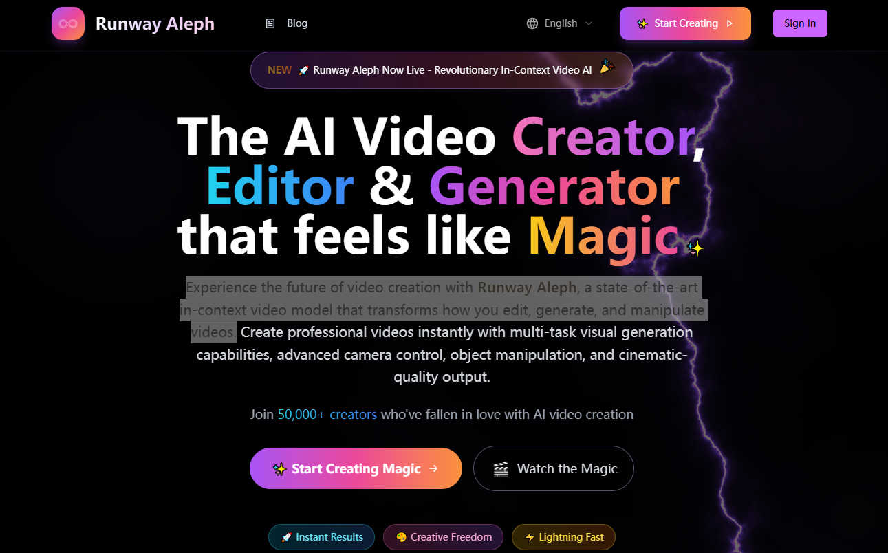 Runway Aleph application interface and features