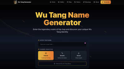 Wu Tang Name Generator - AI tool for Design Tools