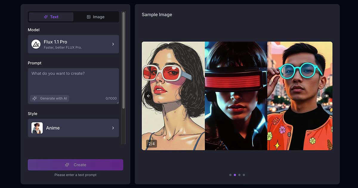 Free AI Image Generator application interface and features