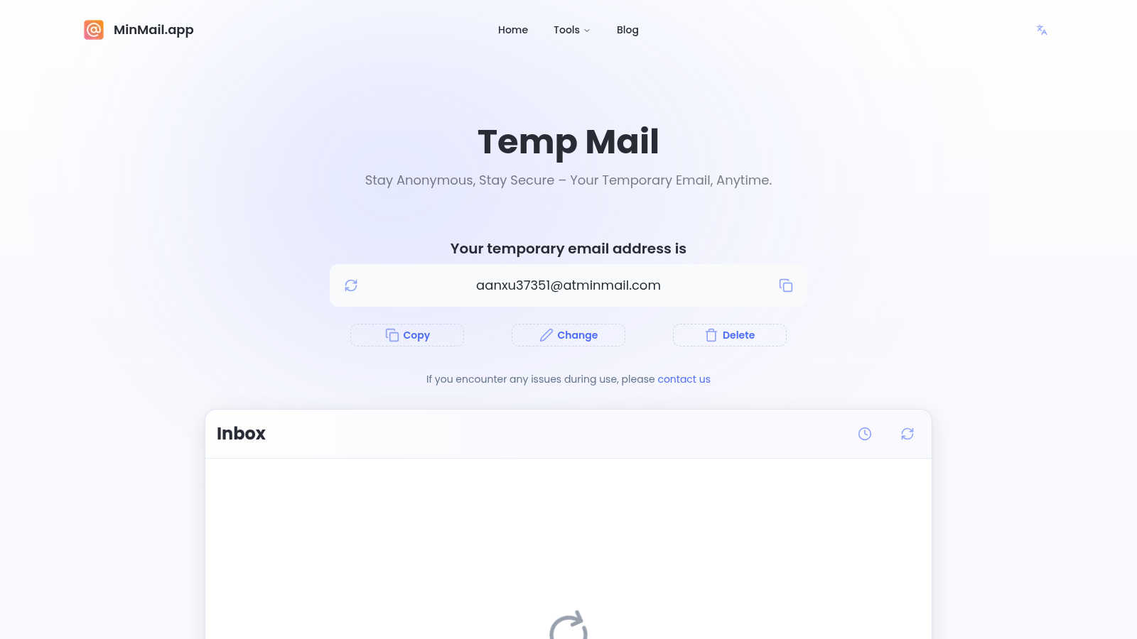 MinMail application interface and features