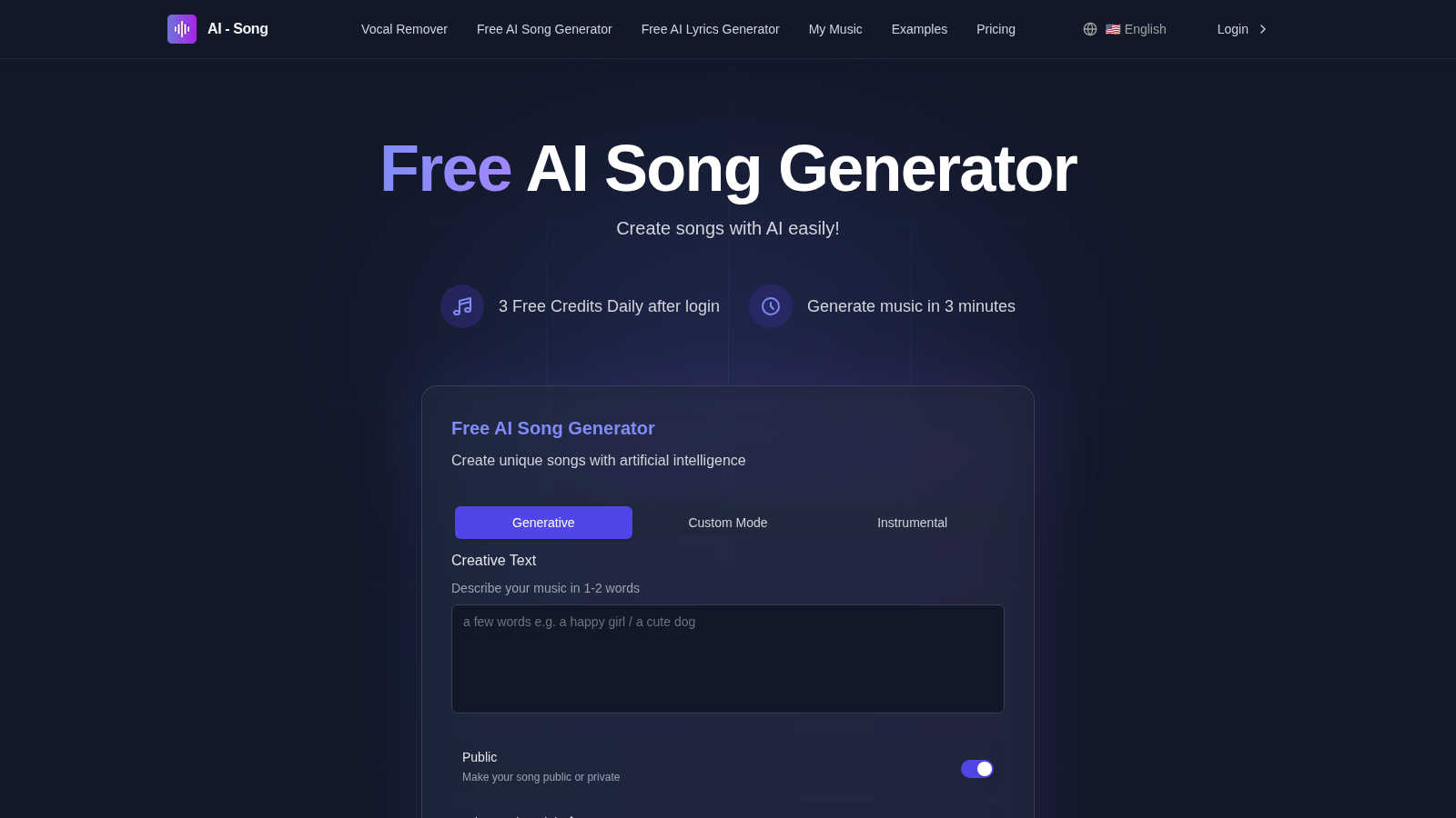 AI Song Generator application interface and features