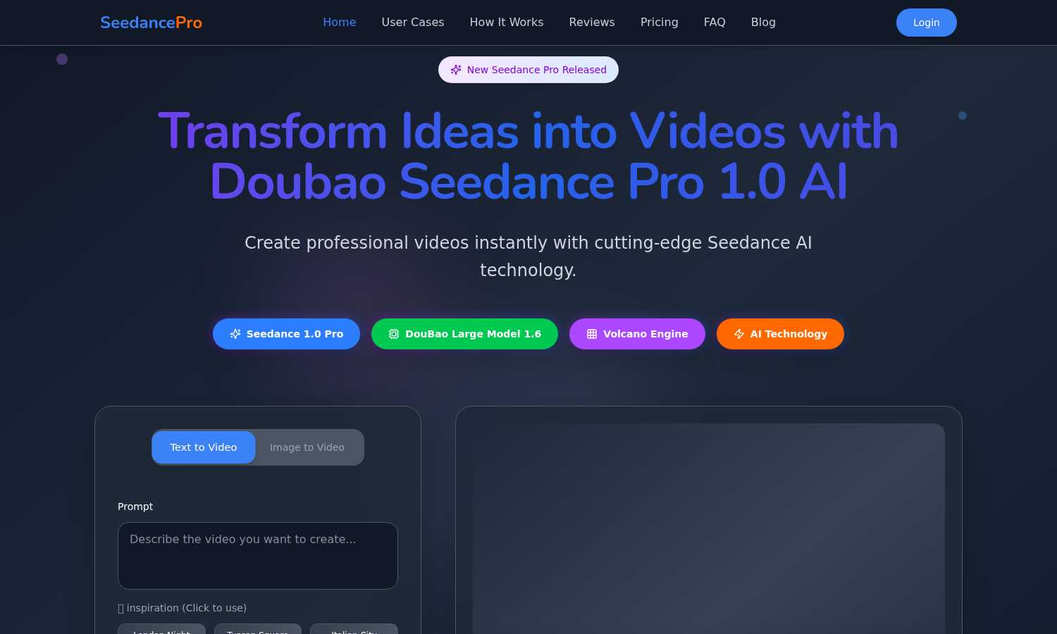 Seedance Pro application interface and features