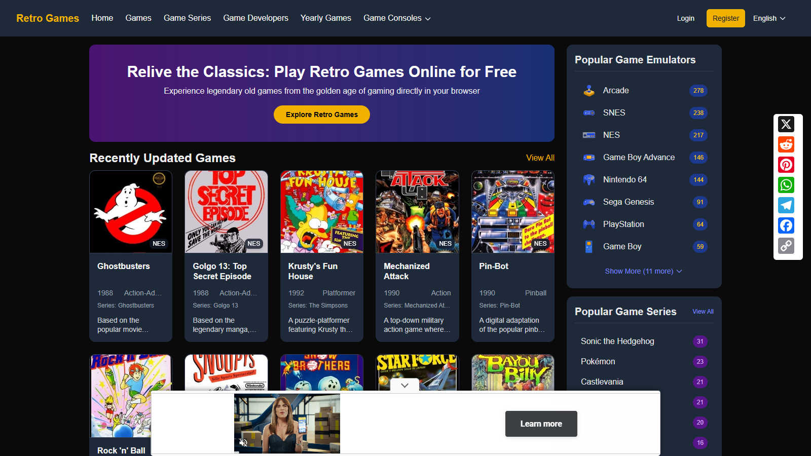 Classic Game Zone application interface and features