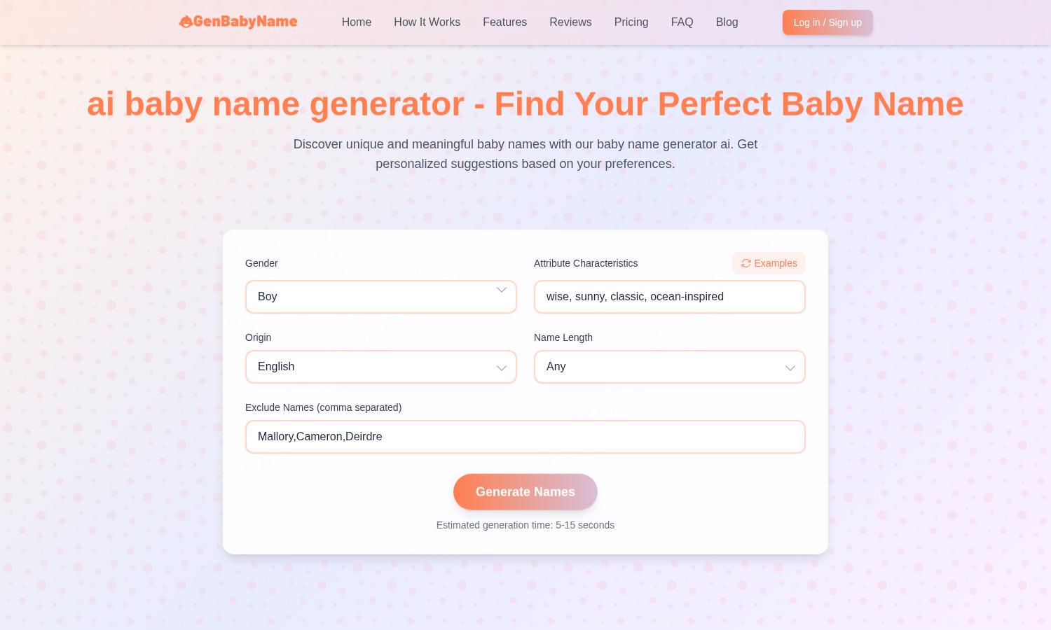 Baby Name AI Website
