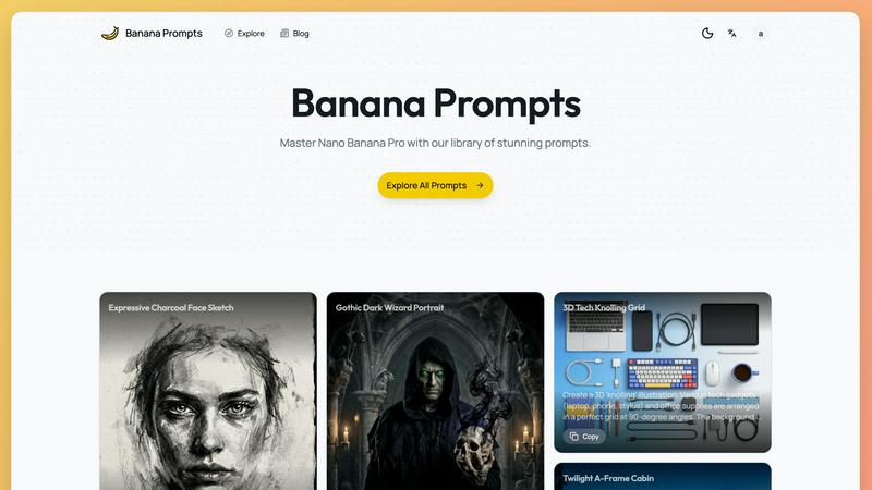 Banana Prompts application interface and features