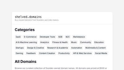 Shelved Domains - AI tool for Business & Finance