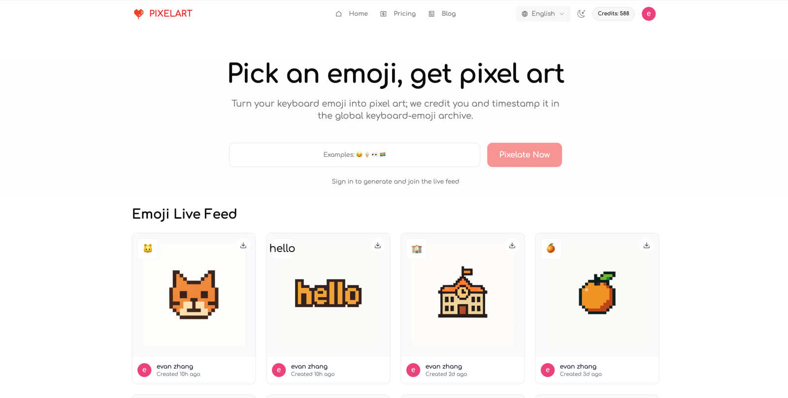 PixelArt application interface and features