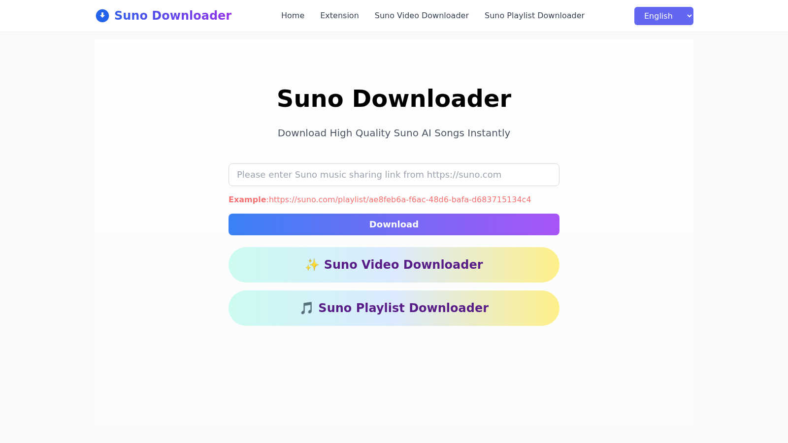 Suno Downloader application interface and features