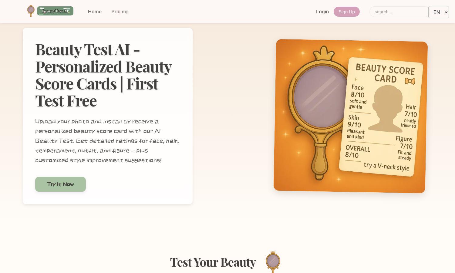 Beauty Test AI Website