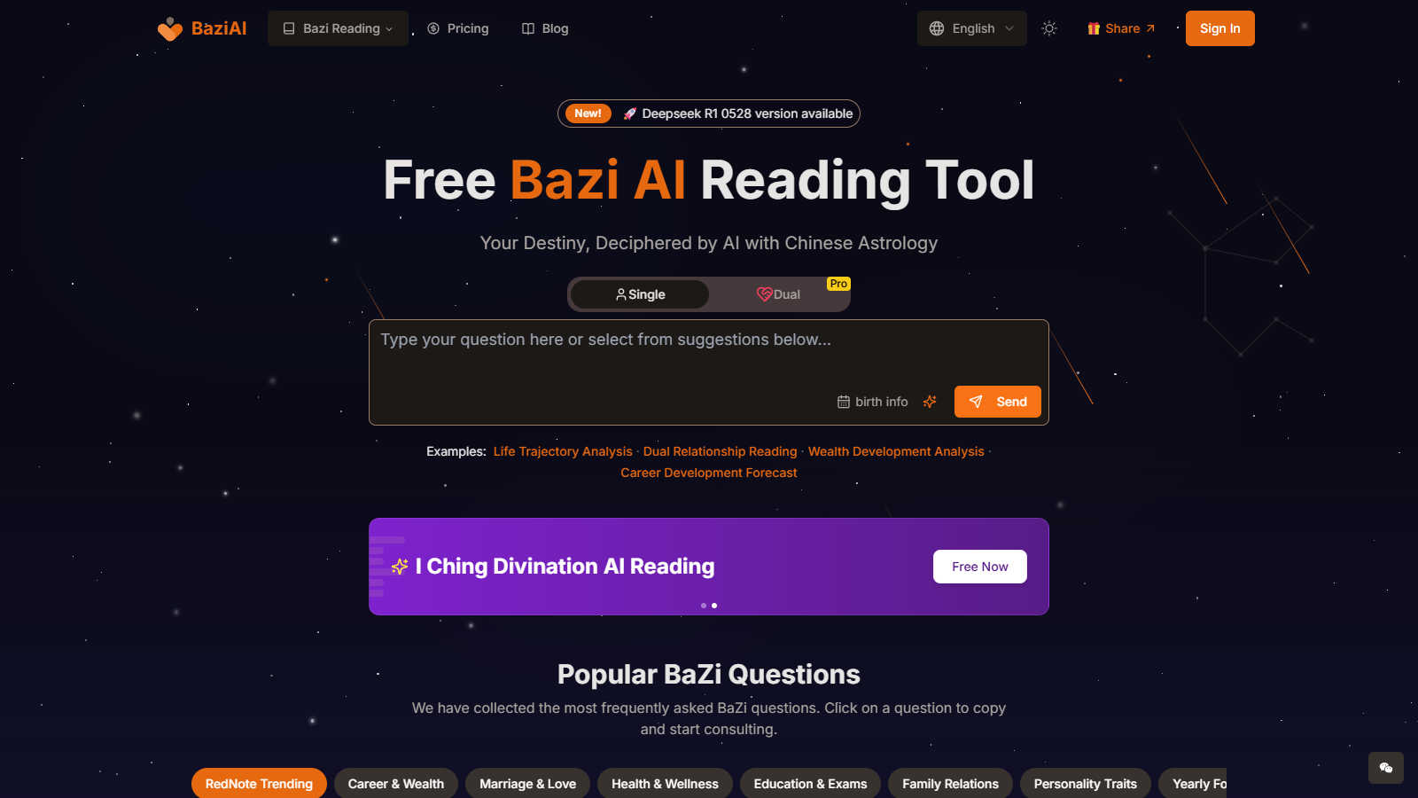 BaziAI application interface and features