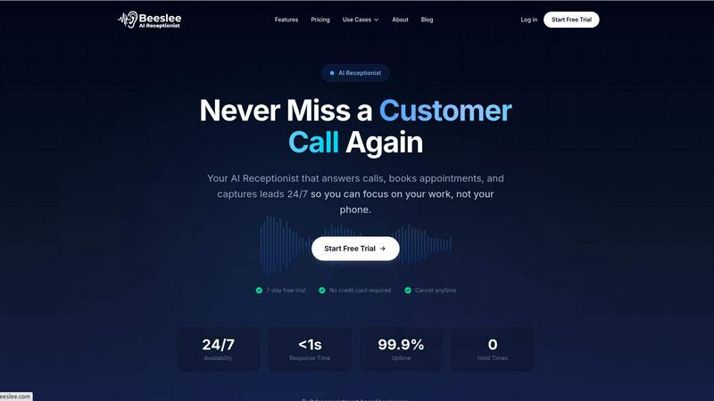 Beeslee AI Receptionist application interface and features