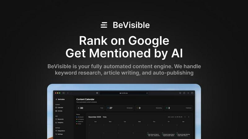 BeVisible application interface and features
