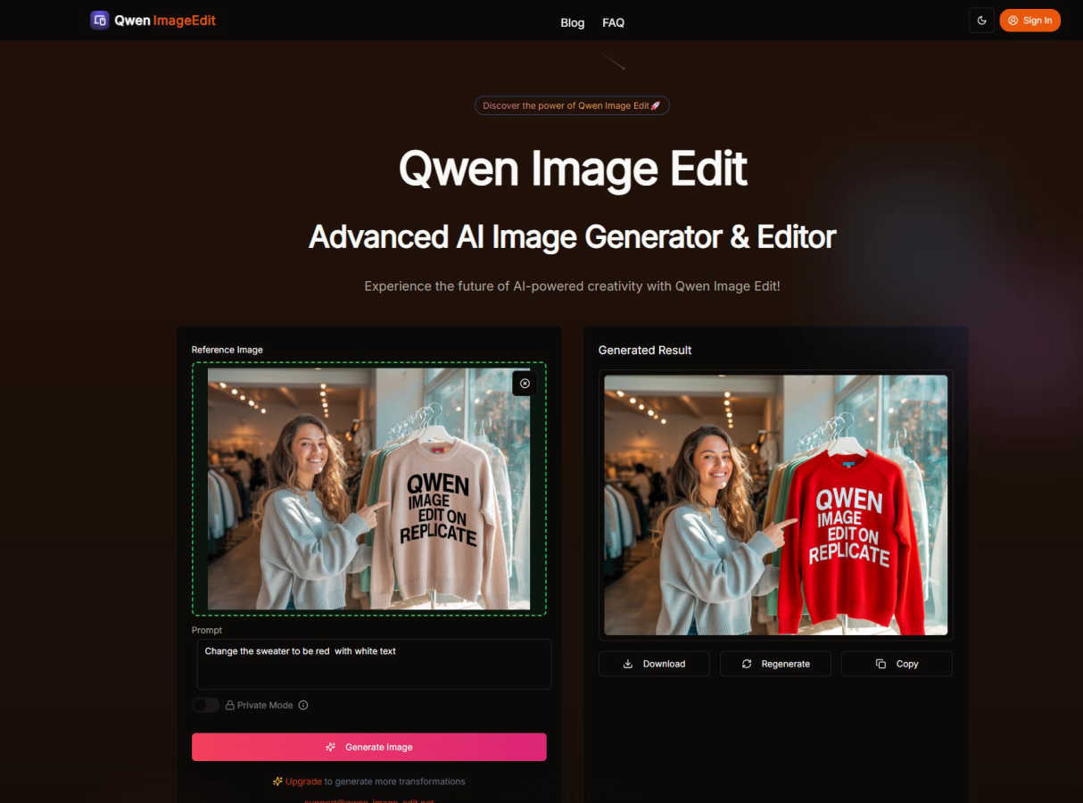 Qwen Image Edit application interface and features