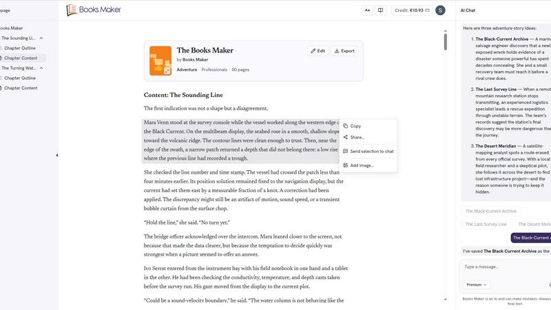 Booksmaker.ai screenshot