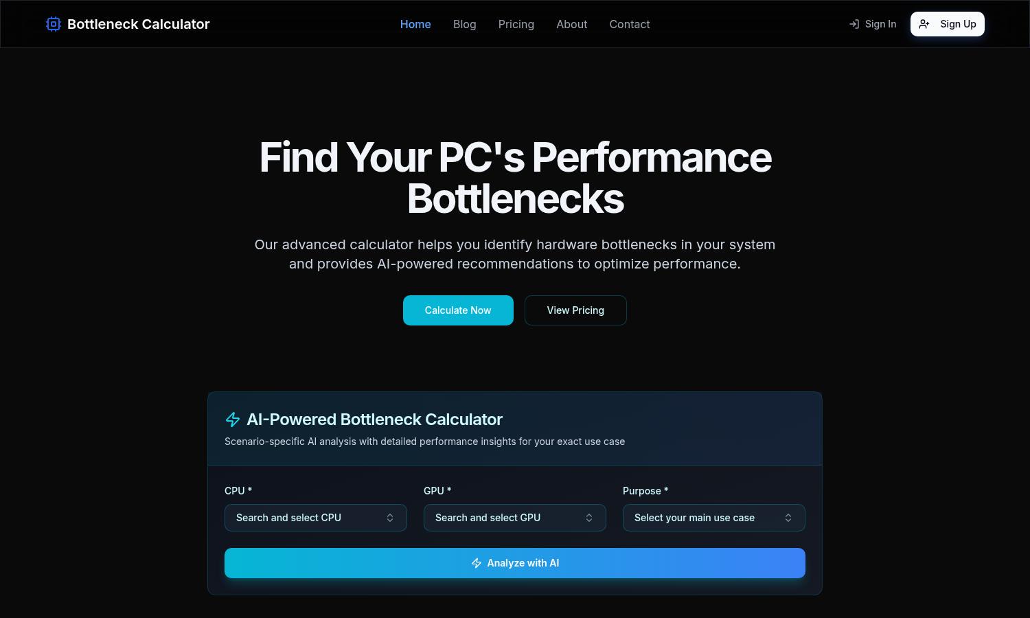 Bottleneck Calculator Website