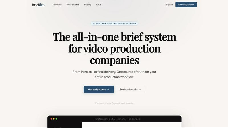 Briefdeo application interface and features