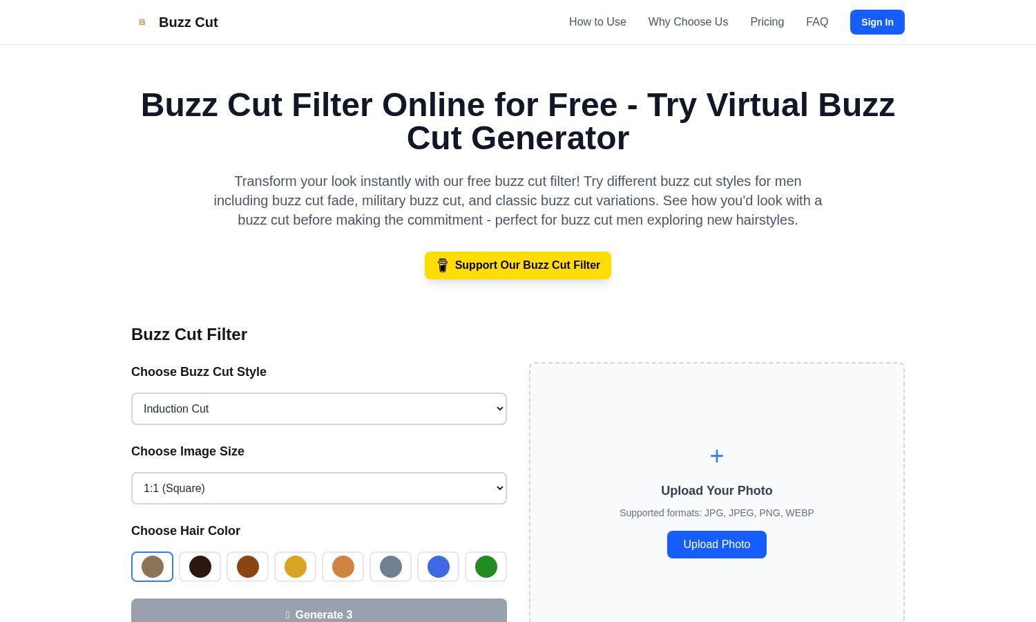 Buzz Cut Filter Website
