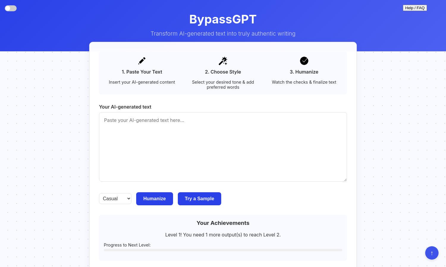 BypassGPT Website