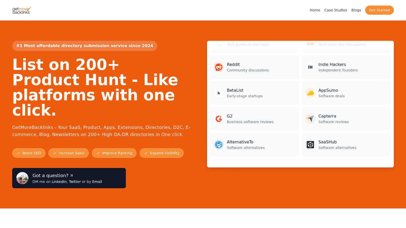 GetMoreBacklinks application interface and features