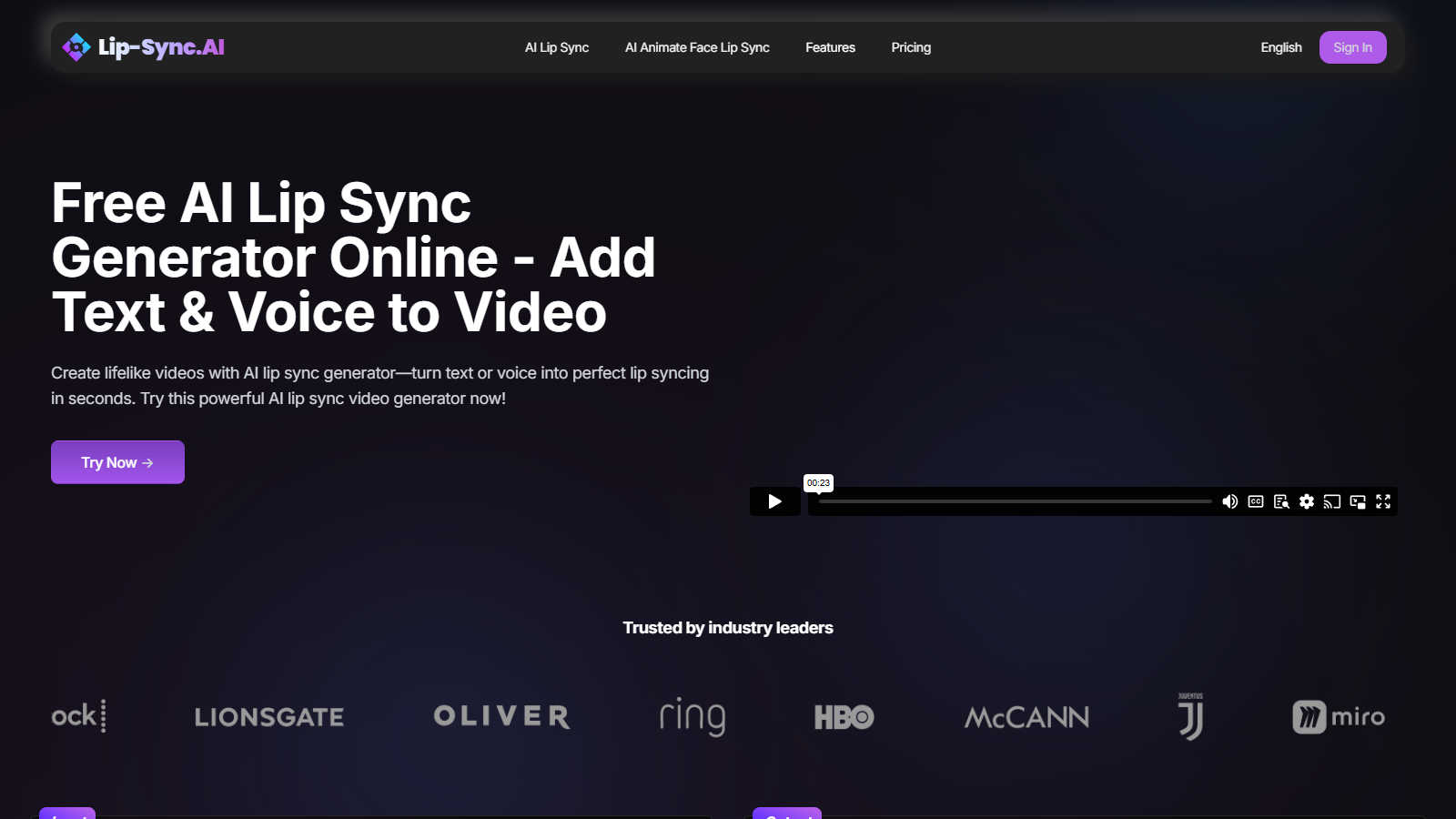 Lip-Sync.AI application interface and features