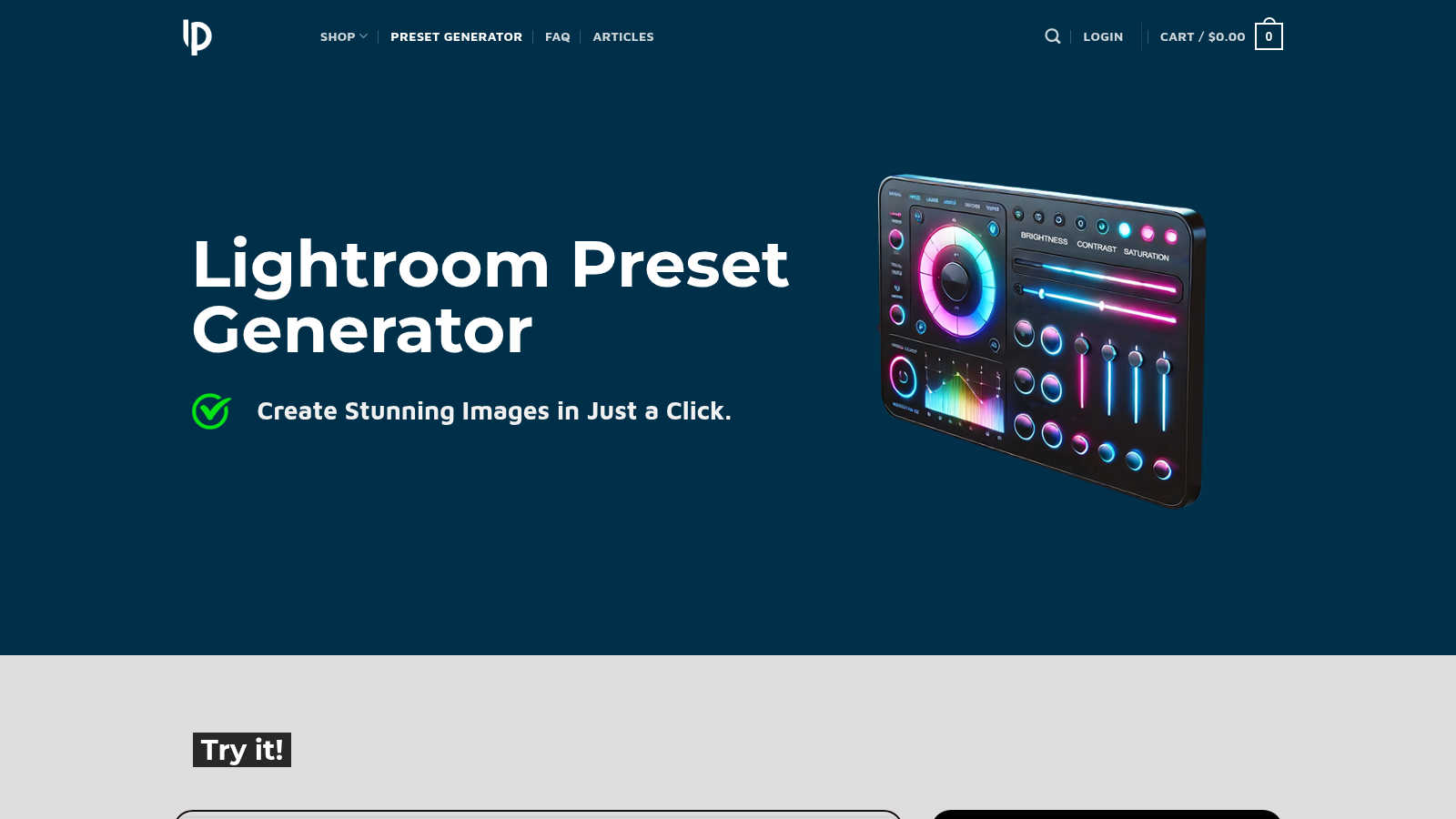 Legendary Presets application interface and features